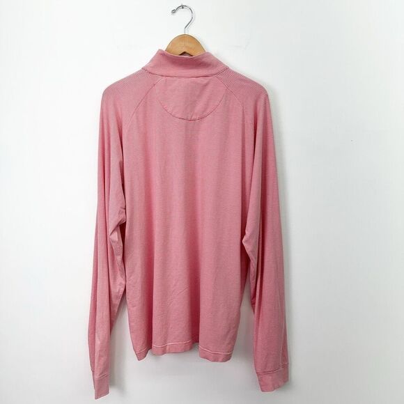 Westport Lifestyle Men’s 1/4 Zip Pink White Stripe UPF Water Wicking Stretch Pul - Picture 3 of 8